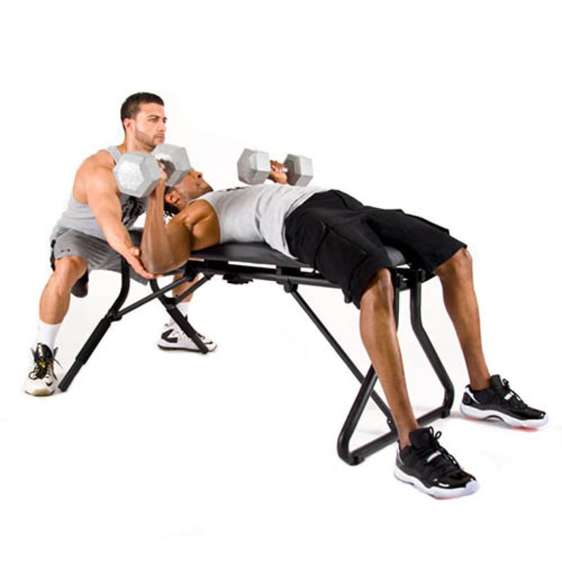 V-DIP Power Station folded flat as a workout bench